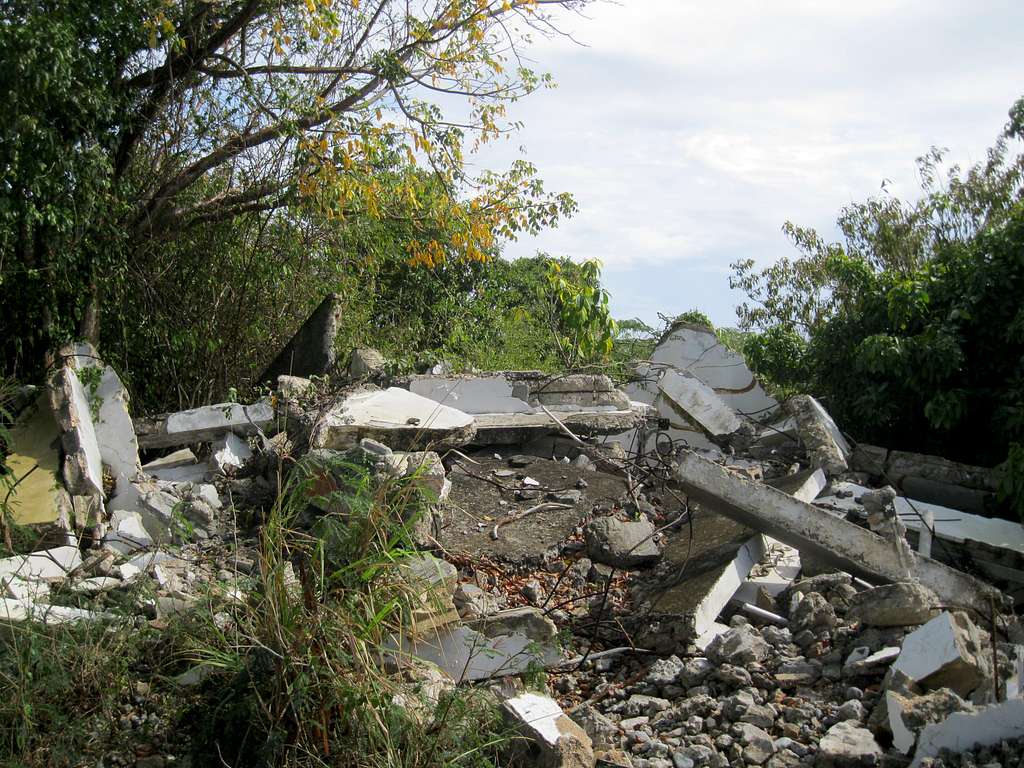 View of building ruins on Cerro 500 summit