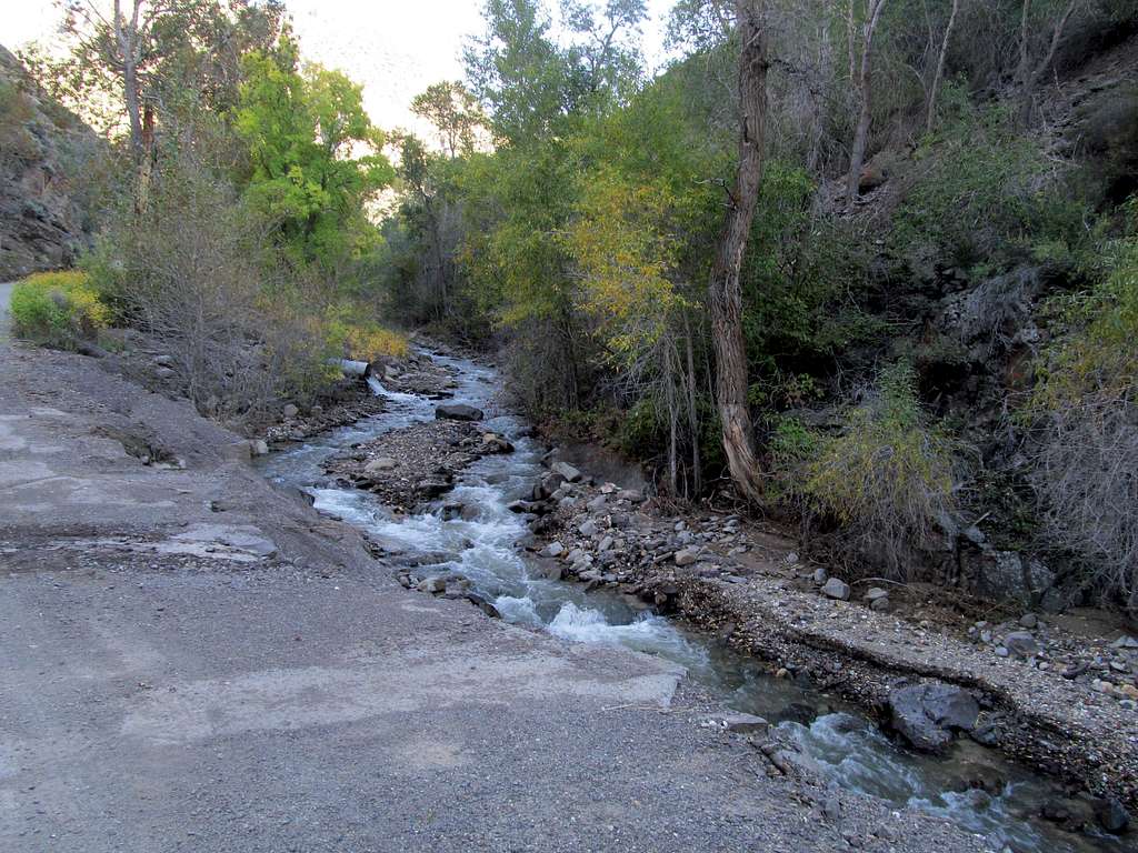 stream at the bottom of the road
