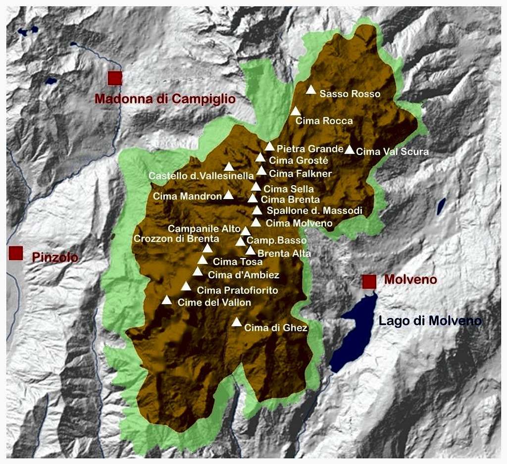 Brenta Dolomites map