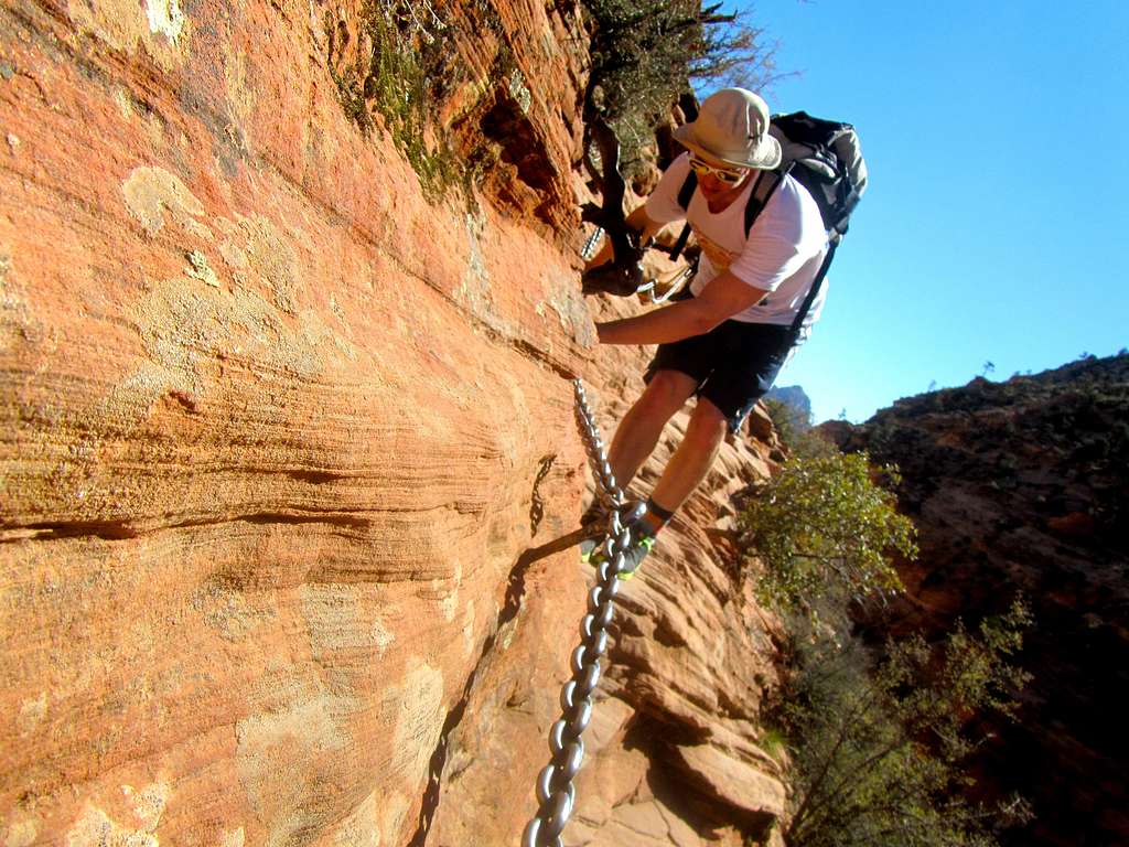 Climbing the Cables on Angels Landing