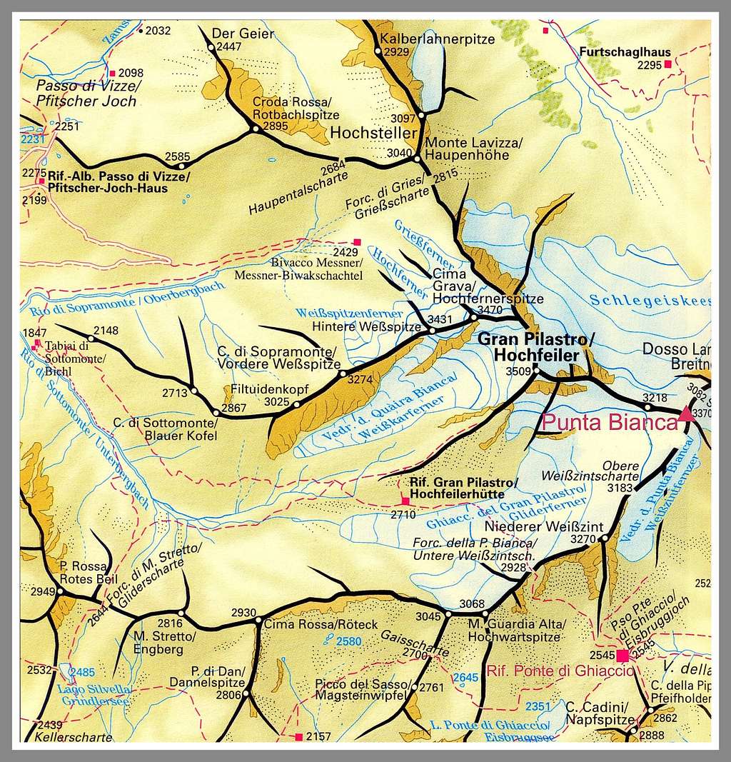 Hoher Weisszint - Punta Bianca map