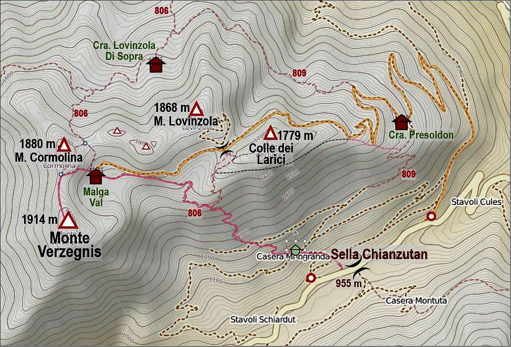Monte Verzegnis map