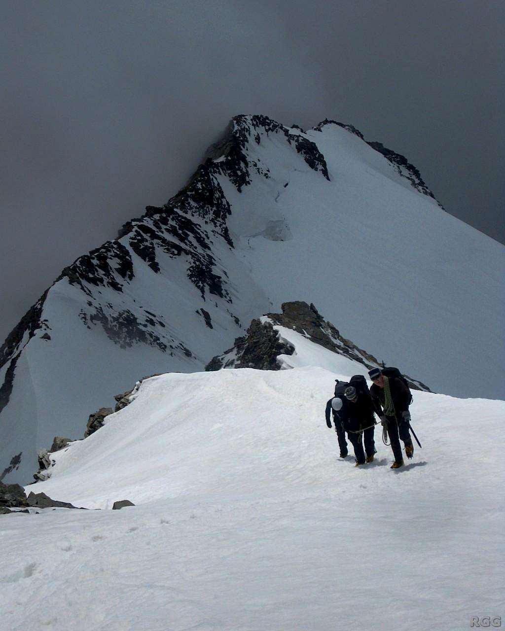 High on Castor, with the SW ridge looming in the background