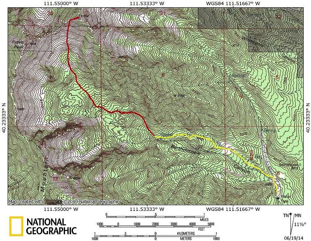 East Provo Peak route map