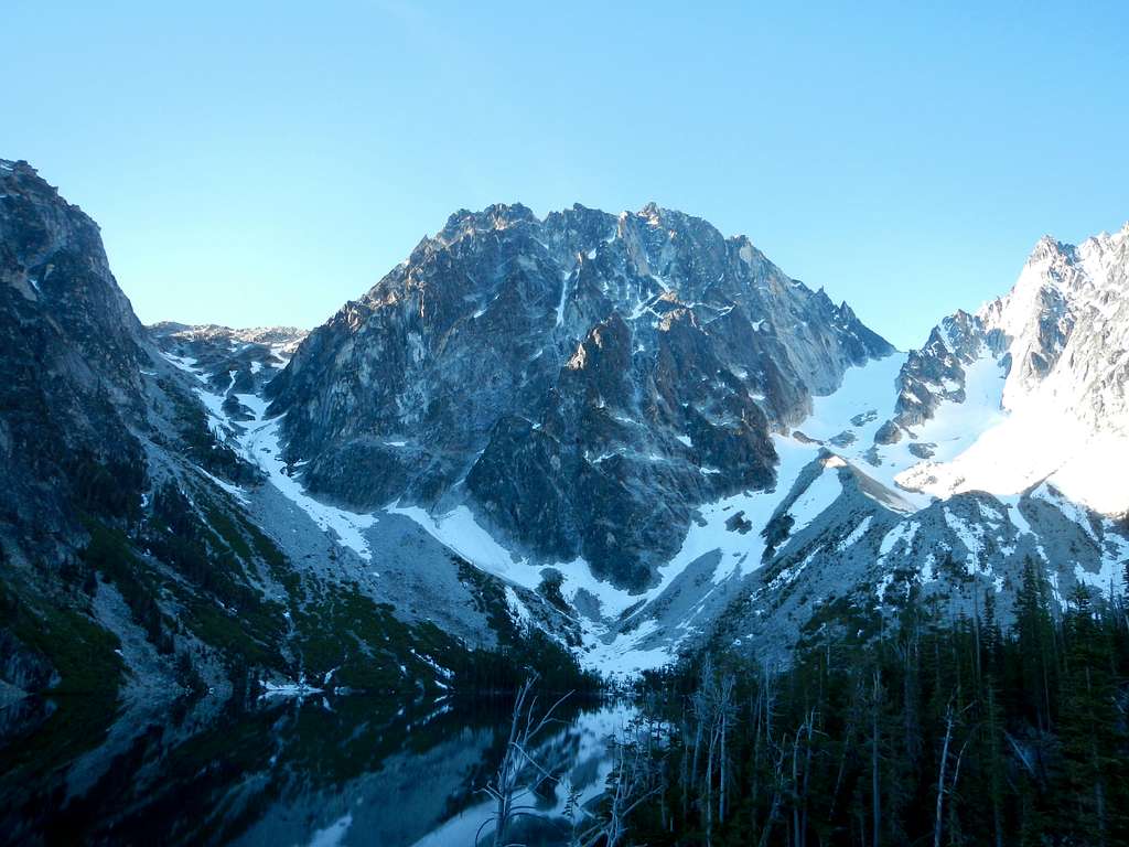 Dragontail Peak looms over Colchuck Lake
