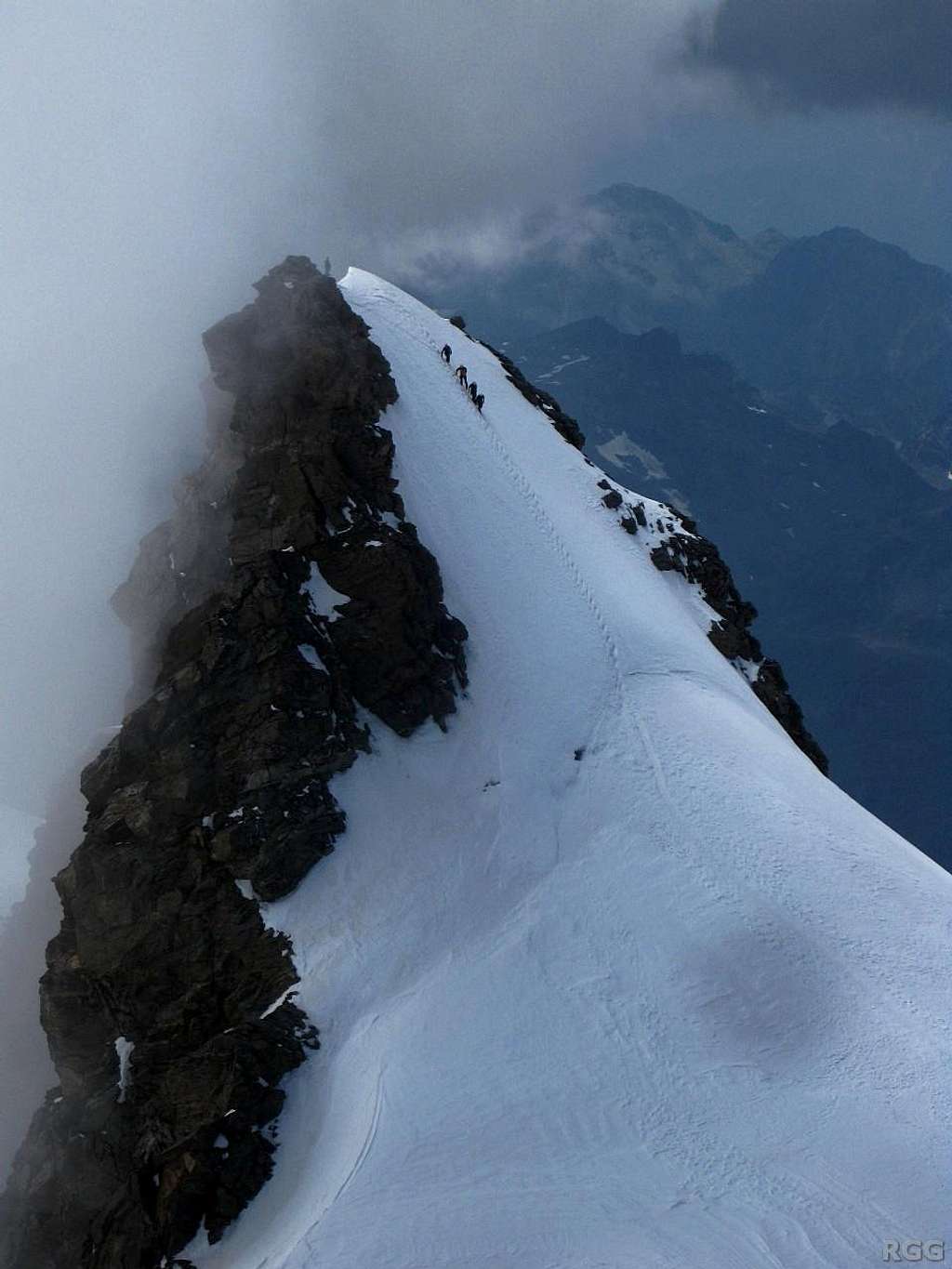 Climbers high on Corno Nero