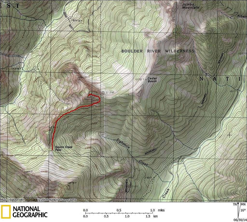 Ulalach Peak route map