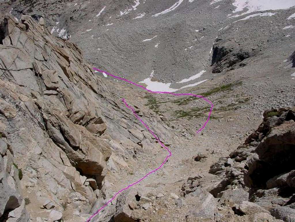 The East Ridge route shown...