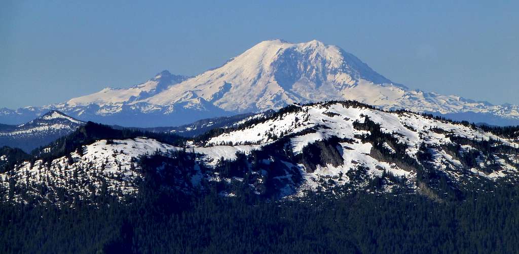 Goat Mountain and Mount Rainier from Red Mountain Benchmark