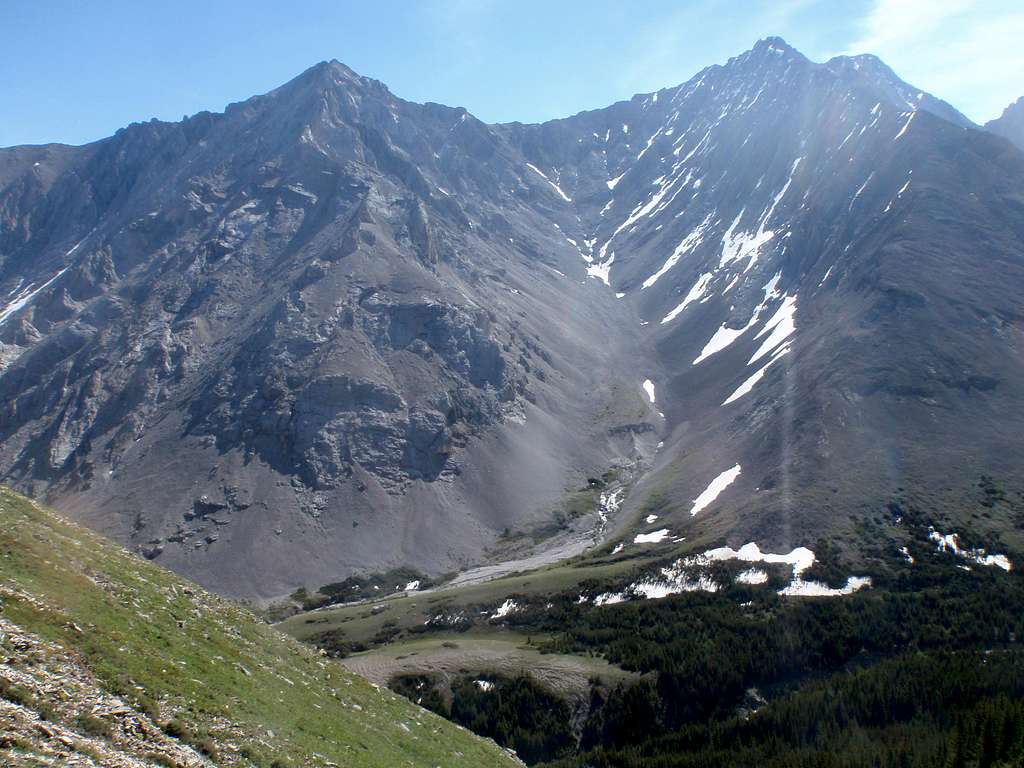 Basin between Rocky Peak (l) and Mt. Denny (r)