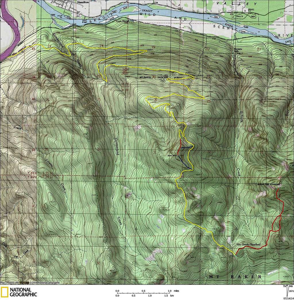 Iron Mountain and 'Lumber Mill Mountain' route map