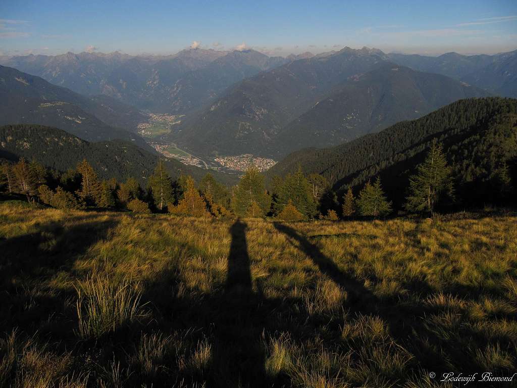 Long shadows in front of the Leventina Valley