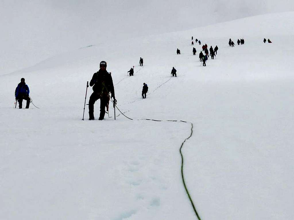 Descending the Easton Glacier