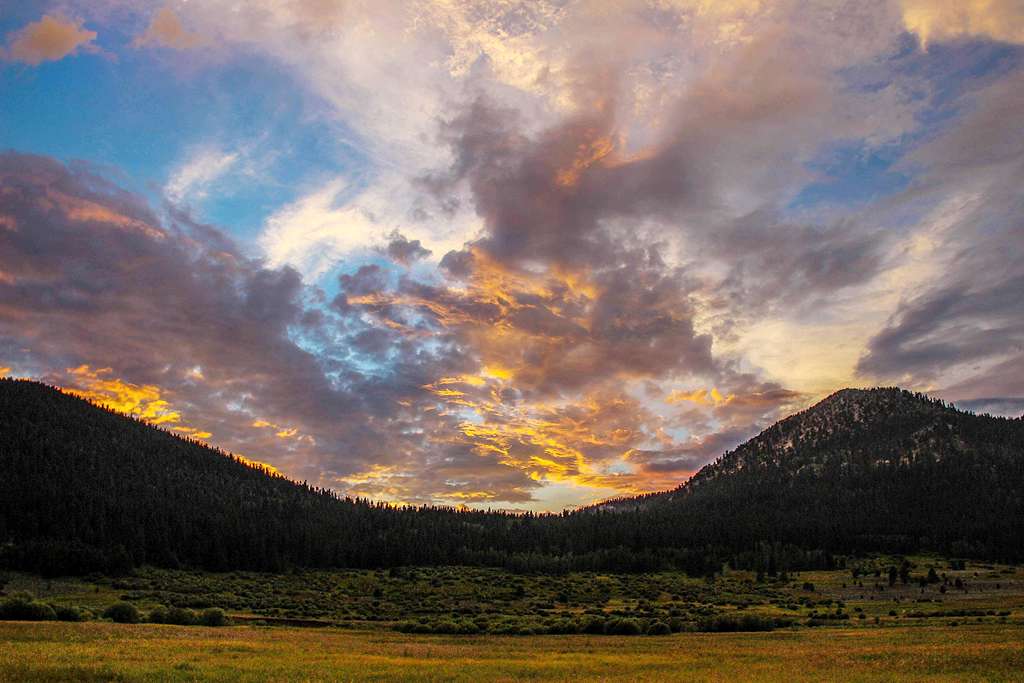 Sunset  over Luther Pass from  Hope Valley