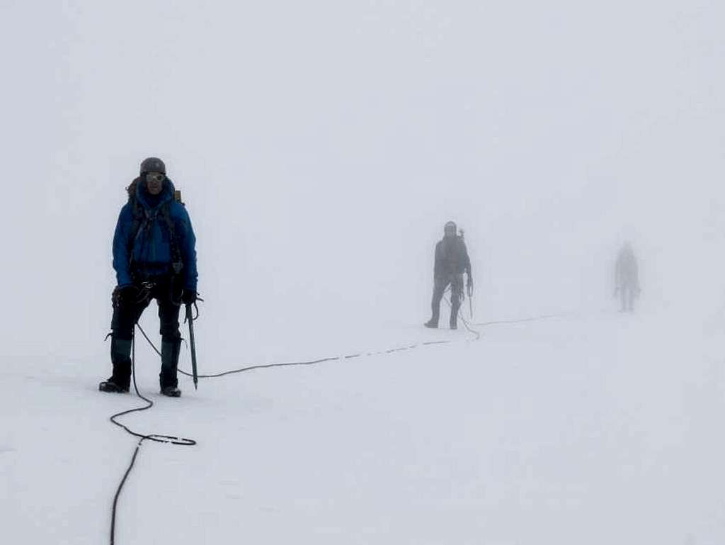 In a fog on the Nisqually Glacier