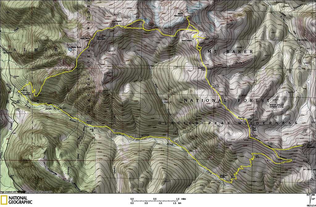 Black Mountain/Painted Traverse route map