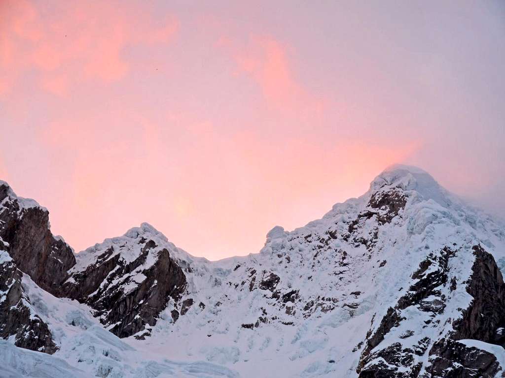 Pink Clouds Above Alpamayo