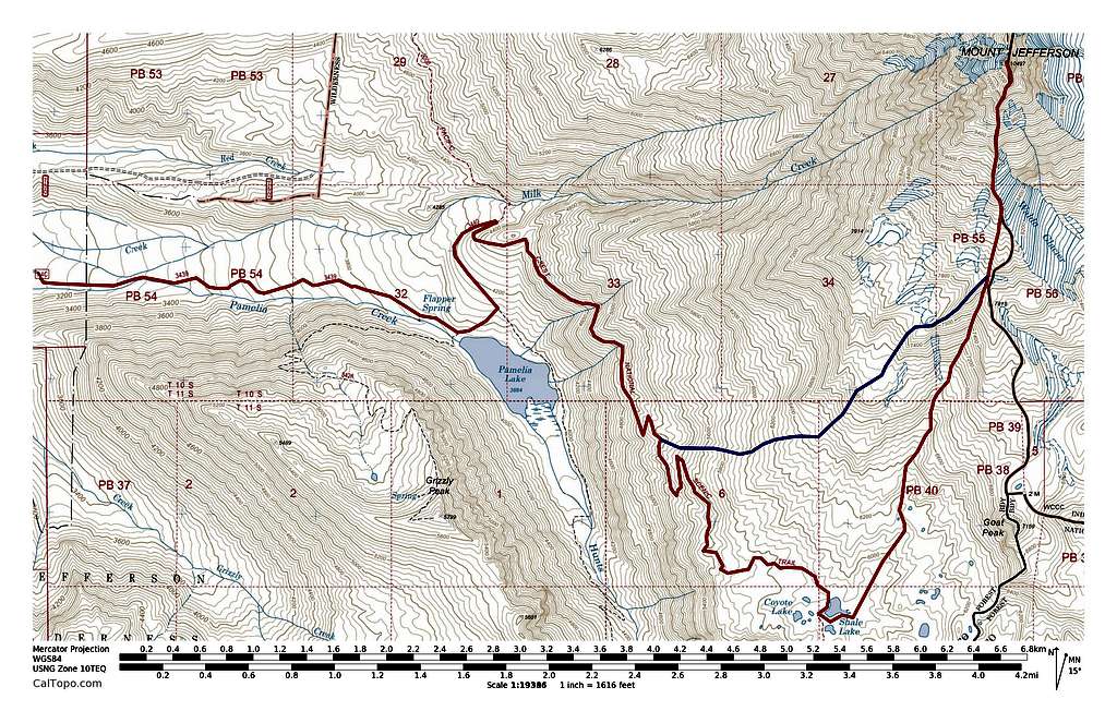 Mount Jefferson Pamelia Lake Routes