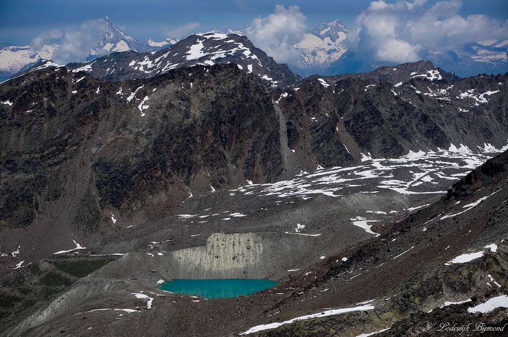 Bietschhorn and a bright colored Glacial Lake