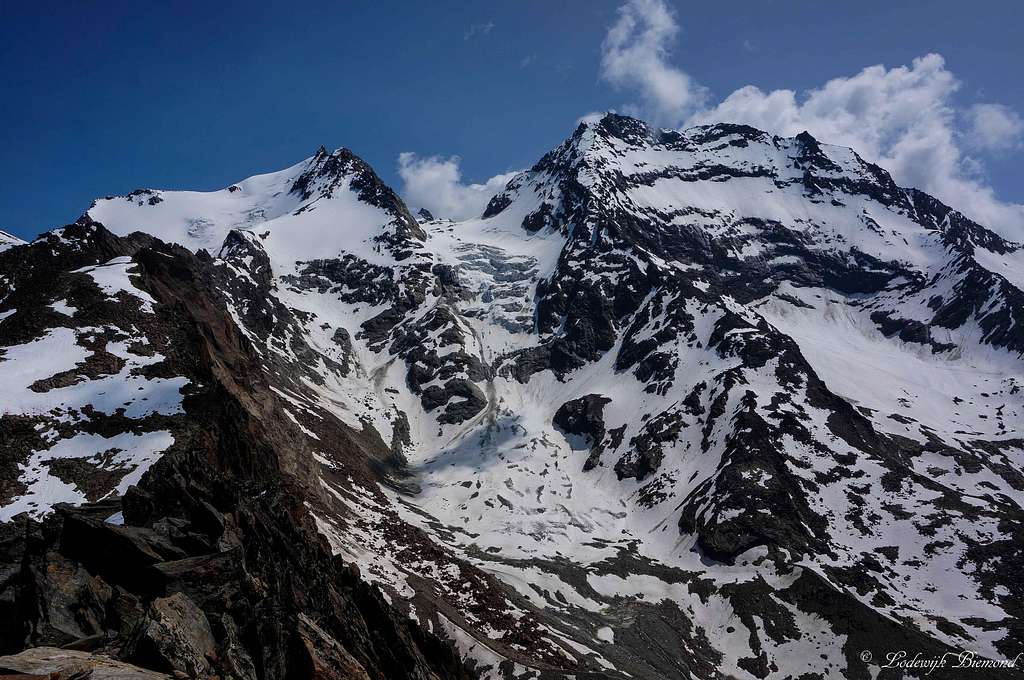 The West Face of Fletschhorn (3993m) and Lagginhorn (13156 ft / 4010 m)