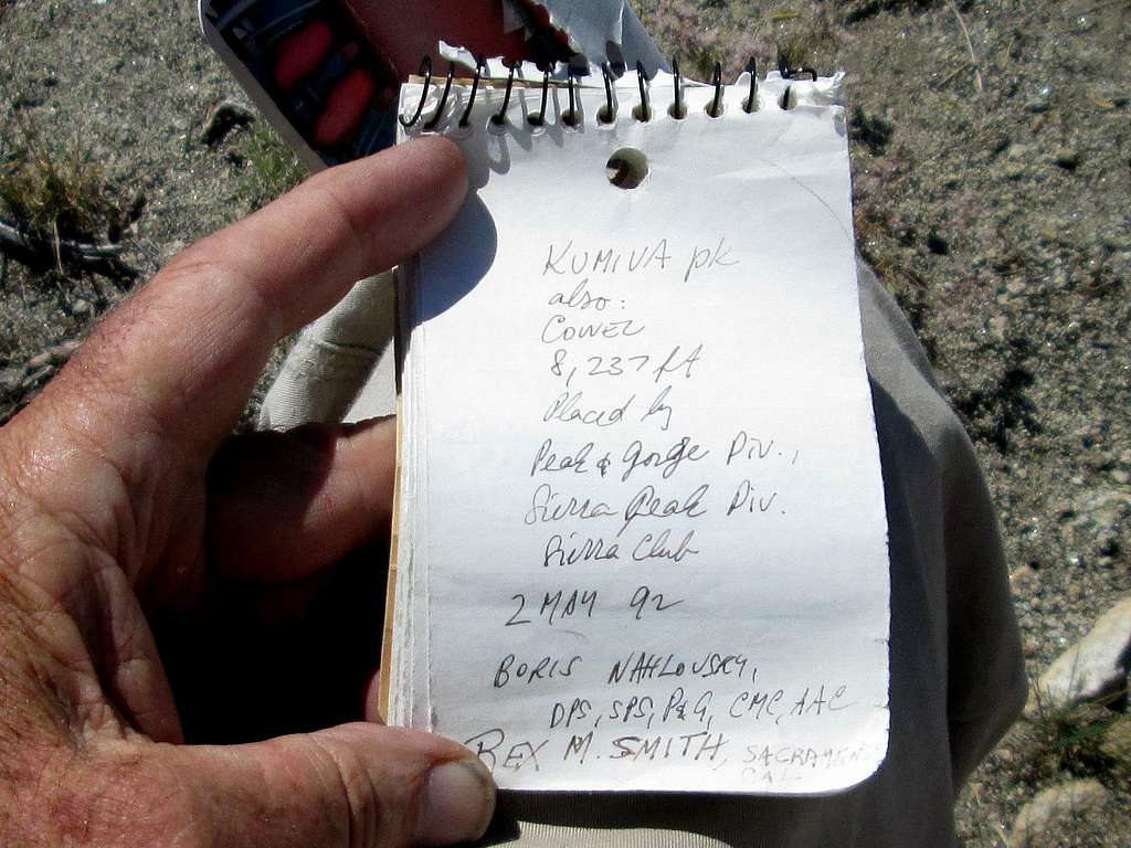 Old register on Kumiva Peak