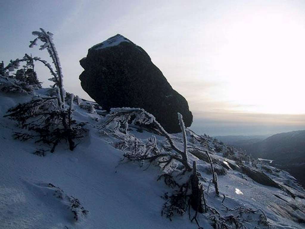 The summit boulder in winter...