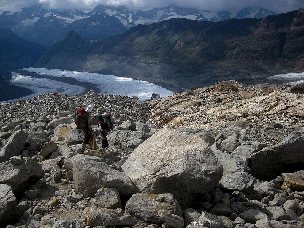 On the talus above the Monte Rosa hut