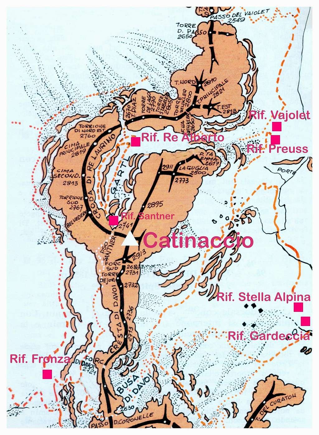 Catinaccio - Rosengartenspitze map