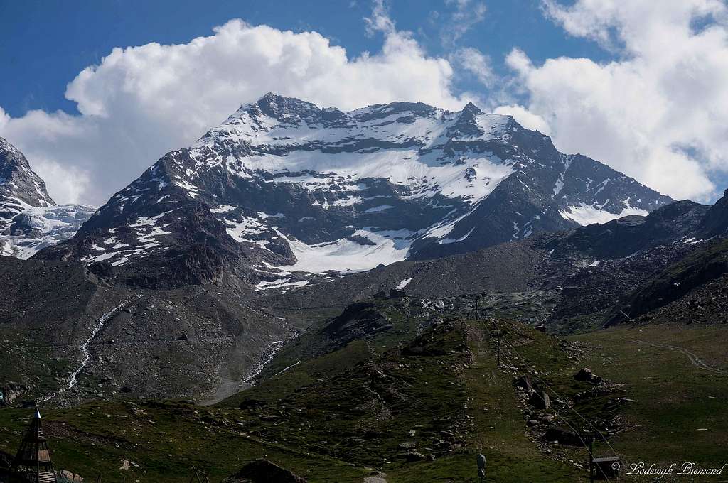 Lagginhorn West Face (13156 ft / 4010 m) as seen from Kreuzboden