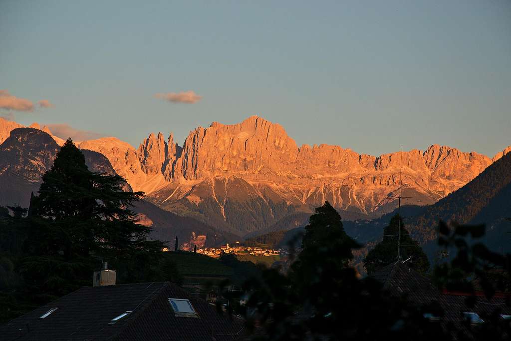 The Catinaccio (Rosengarten) group in evening glow