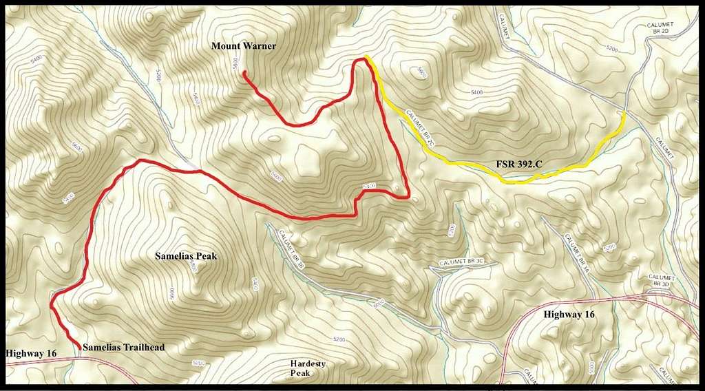 Mount Warner Route Map