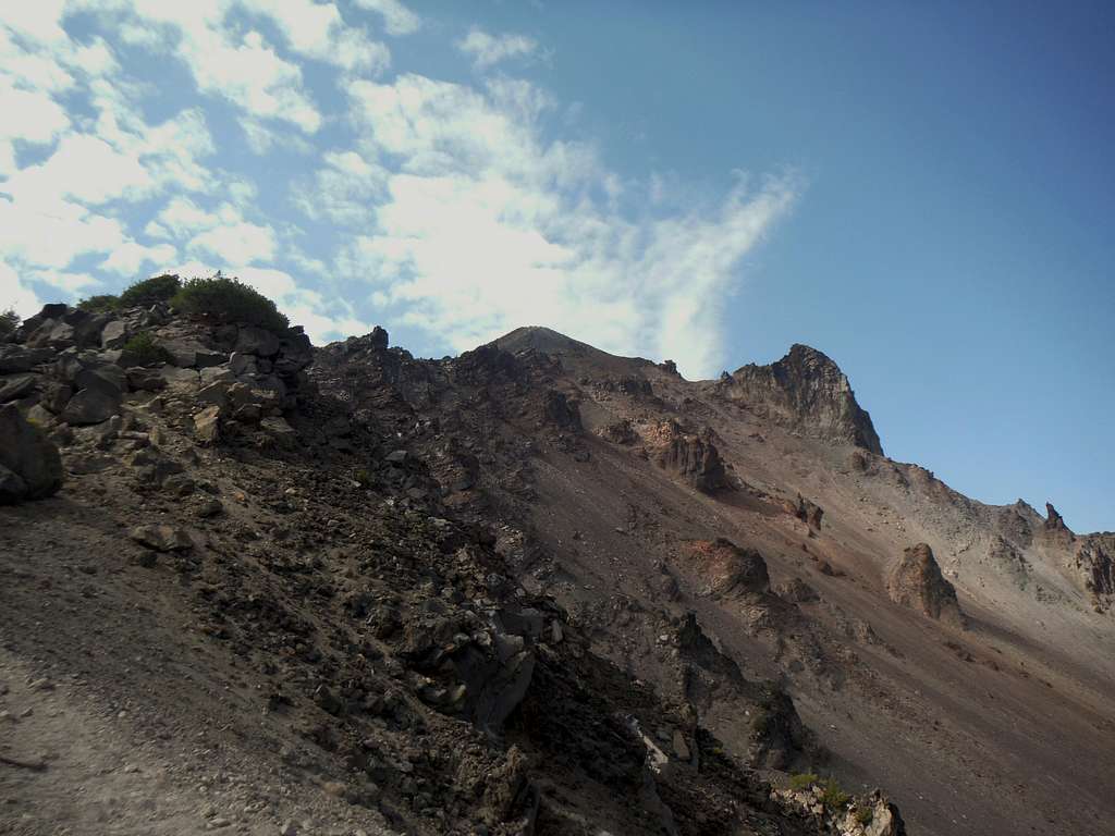 Looking up at the true summit