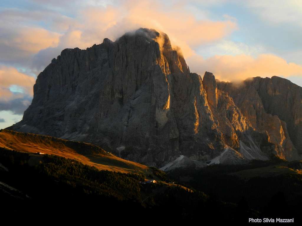 September sunset over the mighty Sassolungo