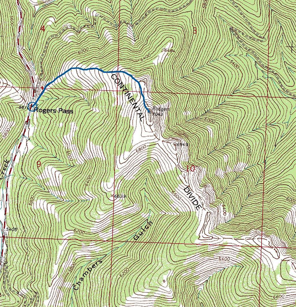 Rogers Peak Route Map