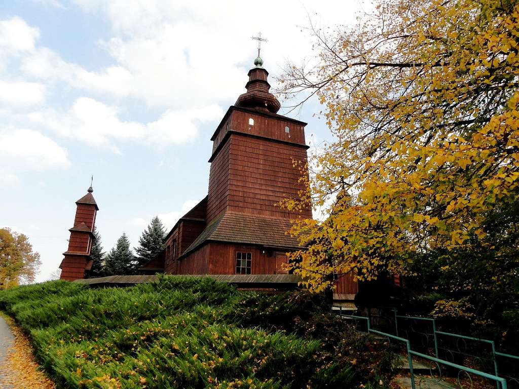 The Greek Catholic Parish Church of St. Cosmas and St. Damian in Męcina Wielka - Wooden Architecture Route in Małopolska