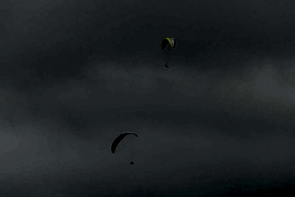 Paragliders above Roque del Conde