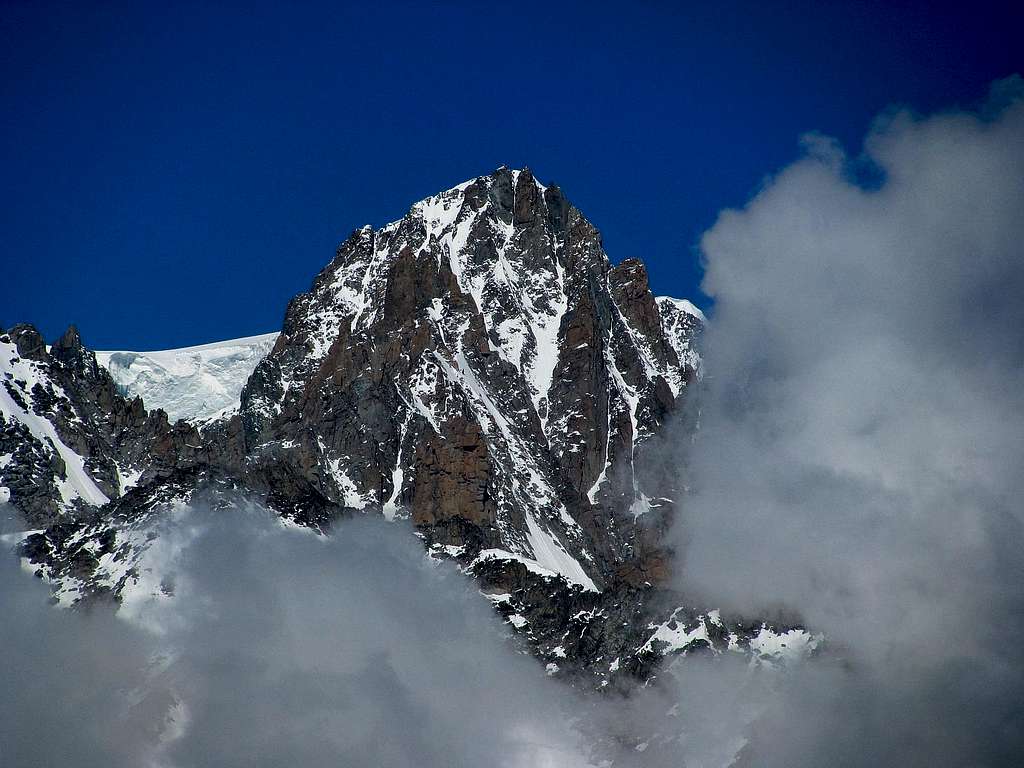 Mont Blanc du Tacul surrounding by clouds