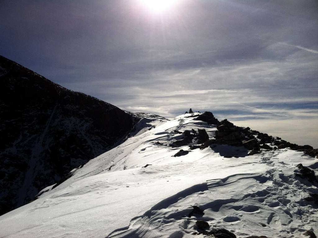 Nearing the summit of Mount of the Holy Cross from the North Ridge, November 9, 2014
