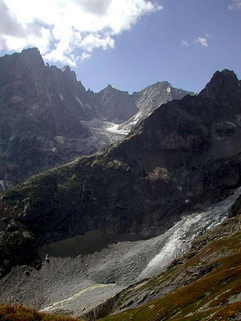 View westward from the traverse between <br>Petit - <i>2488m</i> and Grand Ferret <i>2537m</i>