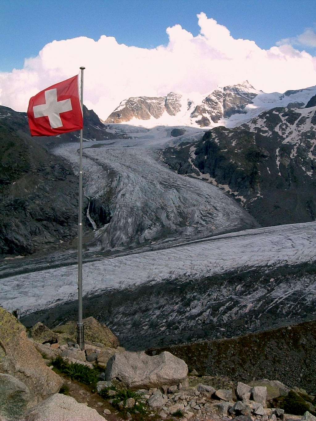 Morteratsch Glacier seen from Bovalhütte