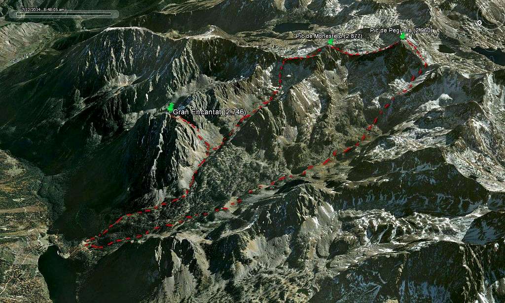 Google Earth illustration of the route