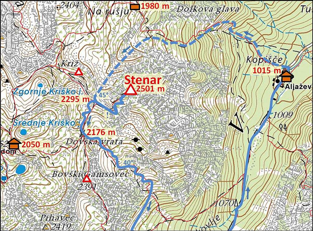 Ski tour from Stenar - map
