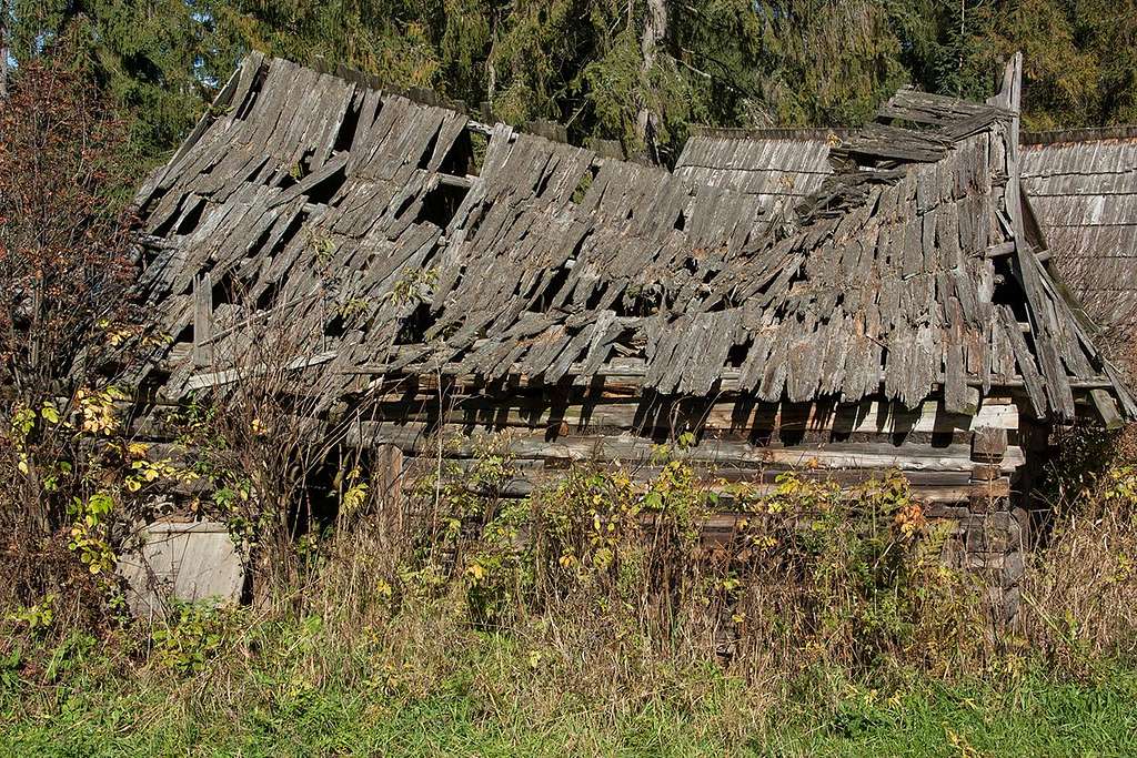 Ruined shepherd hut at Jurgow