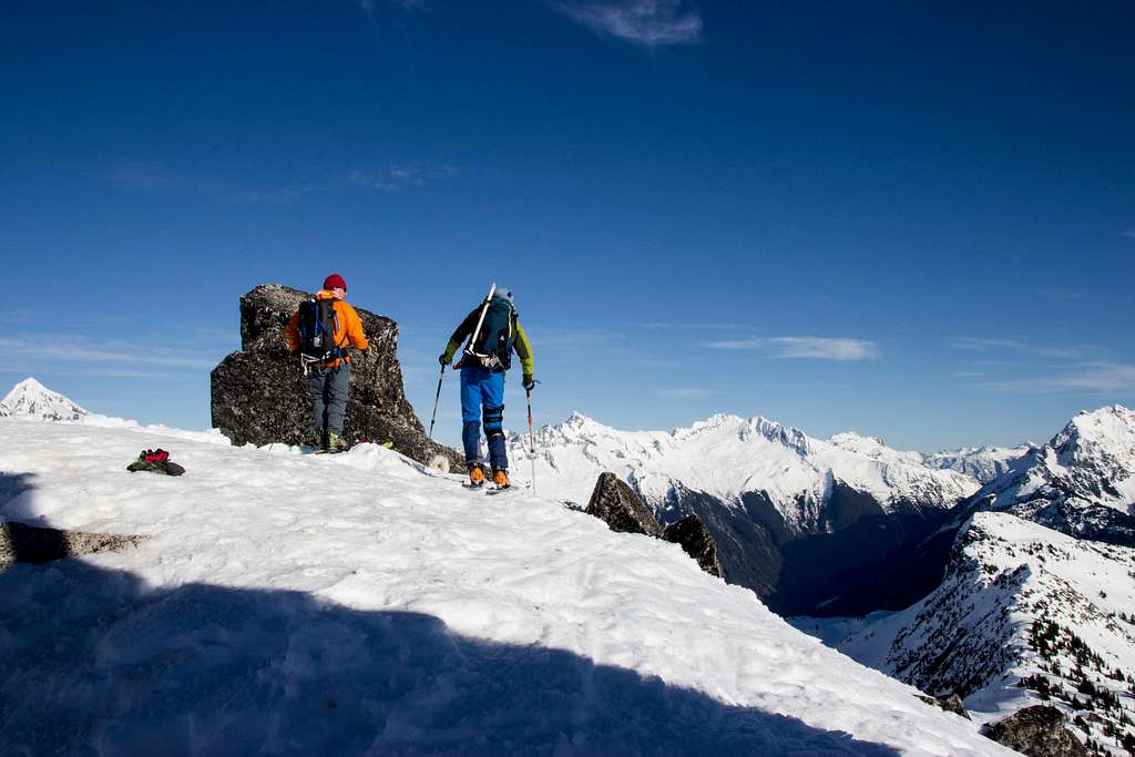 Skiers at the summit