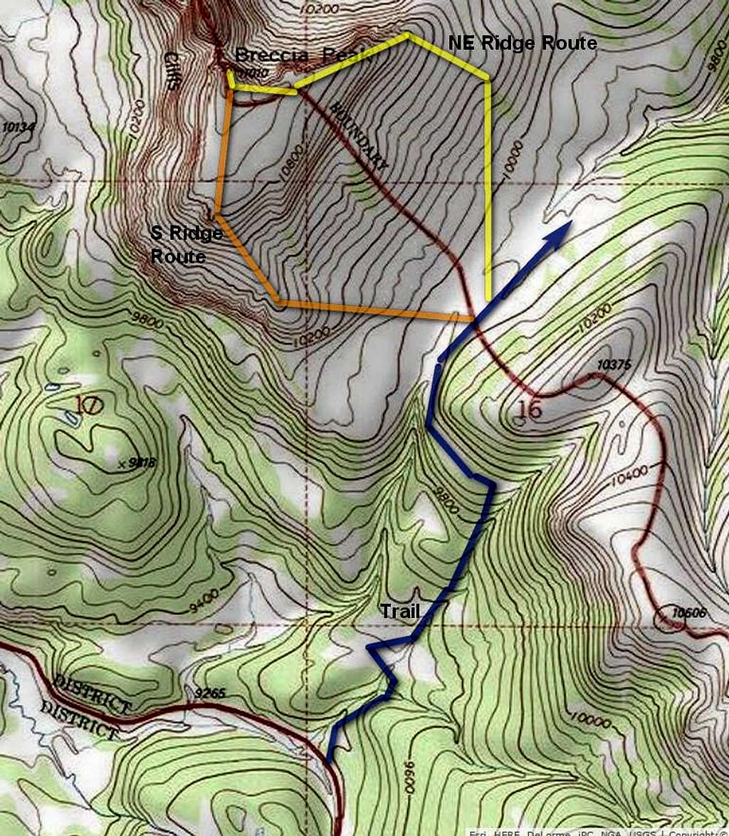 Breccia Peak Routes