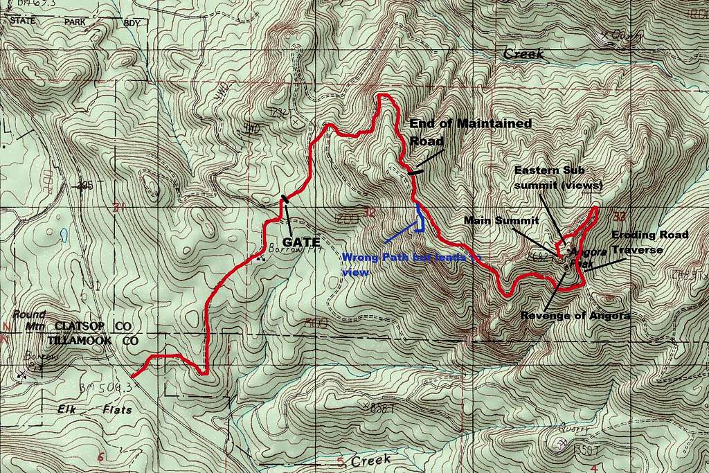 Trail Map to Angora Peak
