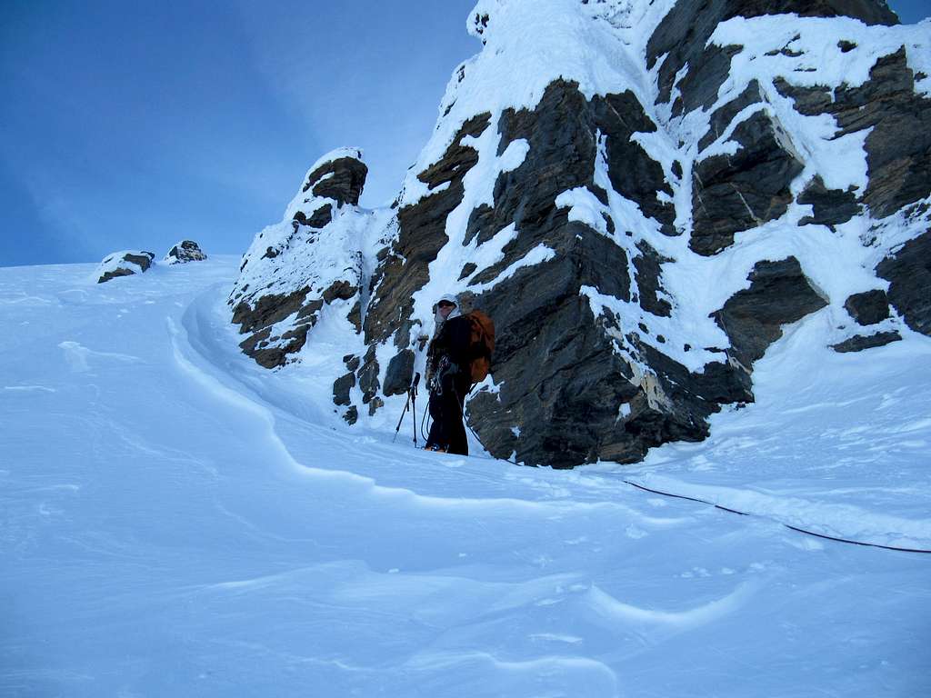 Base of steep snow gully