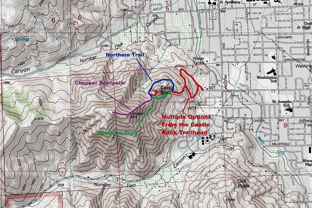 Map of the Route up Chopper Peak