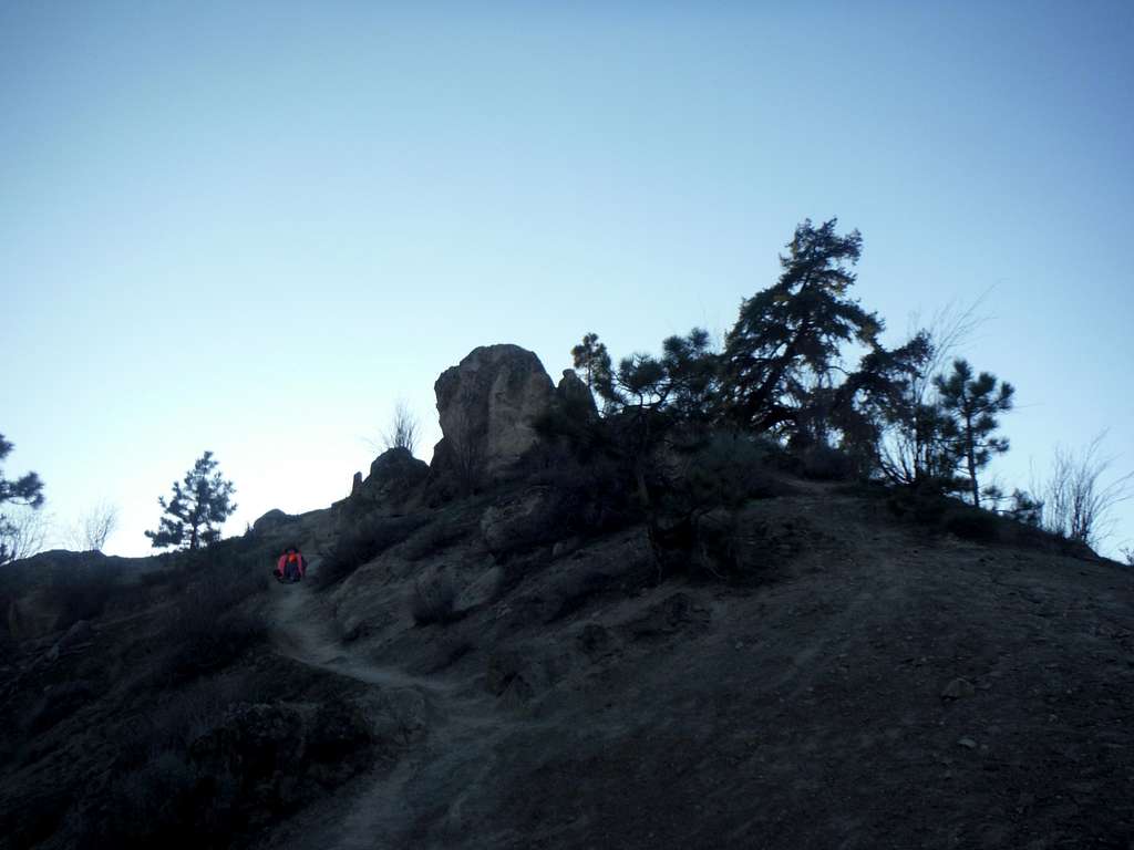 Sunset on the final summit rock