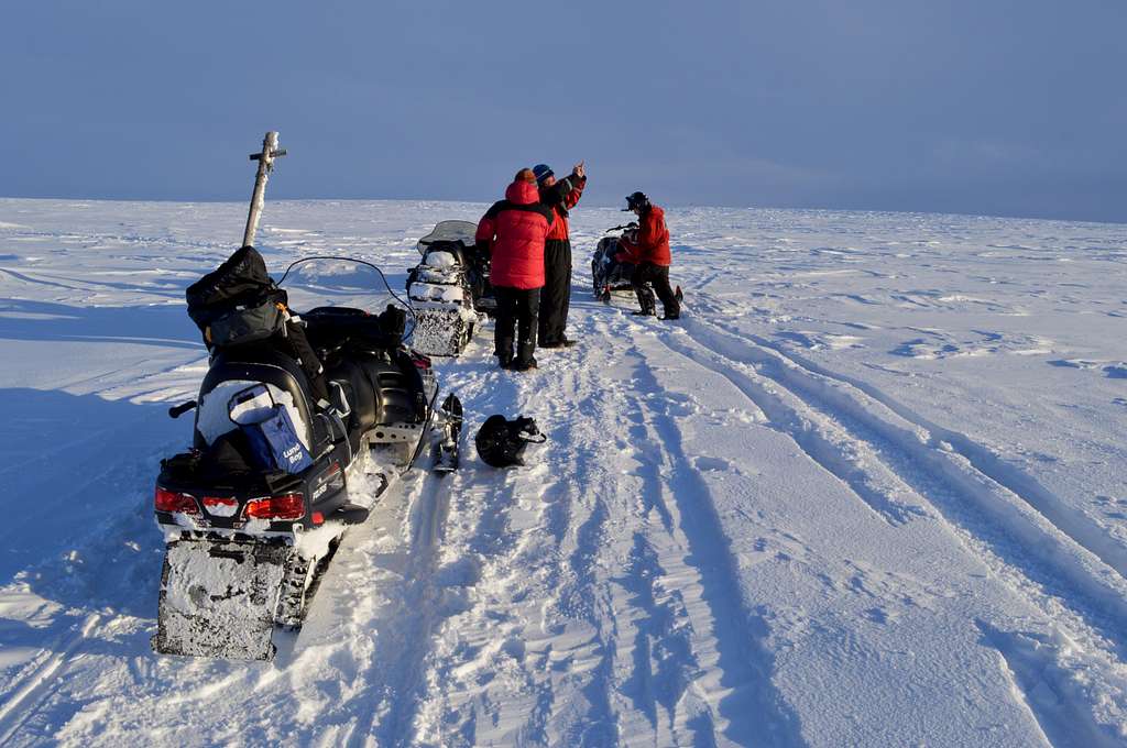 Arctic snow-mobile expedition